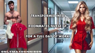 一日の仕事のためにルームメイトの看護師GFに変身
