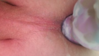 Close-up anale dildo rijden