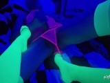 Trans and Domme Jerk Off Strap on and Blow Job  Blacklight - Lifestyle - Video 3