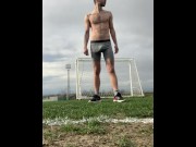 Preview 3 of Public jerk off on soccer field