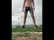 Preview 5 of Public jerk off on soccer field