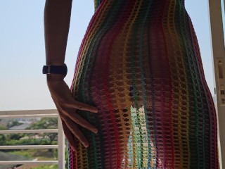 Enorme Hoed En Orgasme Masturbatie Tijdens Het Zonnen # Natuurlijk Meisje Hotel Balkon Avontuur
