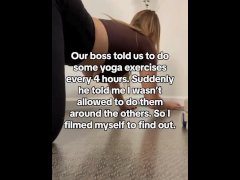 Sexy big boobie babe made a yoga exercise video just for the boss