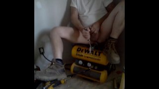 Horny at Jobsite 1 - Ass play with Vise Grip handle - cumshot on my belly