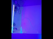 Preview 3 of I stretch my asshole with a giant dildo in Blacklight while rolling on molly