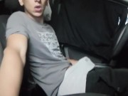 Preview 1 of Twink Boy Cum in car! Public !