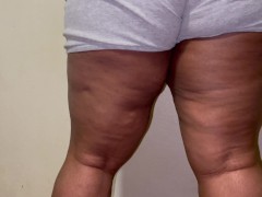 Sexy BBW Piss Desperation in Grey Boxer Briefs (pissing) - Screenshot 15 of 16 - Ebony Pissing