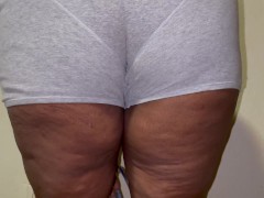 Sexy BBW Piss Desperation in Grey Boxer Briefs (pissing) - Screenshot 3 of 16 - Pissing