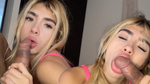 ANGELITEEN Skinny 18yo Colombian blonde gives me 2 blowjobs to promote her OnlyFans