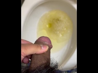 Zachte Aziatische Penis Wakker Geworden Pis in Toilet