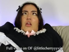 Hairy chubby maid fucks herself in front of you JOI