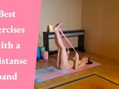 My nude workout with a resistance band