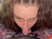 Preview 5 of POV BLOWJOB CHUBBY WIFE SWALLOWS CUM