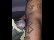 Preview 4 of Clear toy tattooed black cock stuffing cumming