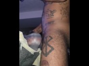 Preview 6 of Clear toy tattooed black cock stuffing cumming