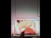 Preview 4 of Amateur guy watching hentai porn while jerking off - 4K