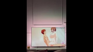 Парень в любительском видео смотрит хентай порно и дрочит
