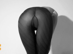 Wetting my dark transparent pantyhose