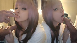 Pretty Egirl in bathrobe blowing dick and smoking(full vid on my 0nlyfans/ManyVids)