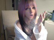 Preview 6 of Small titties egirl in bathrobe smoking(full vid on my 0nlyfans/Manyvids)