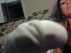 Small my dirty wet socks slave and cleen it in your mouth
