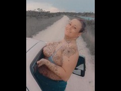 Having fun hanging out the truck!