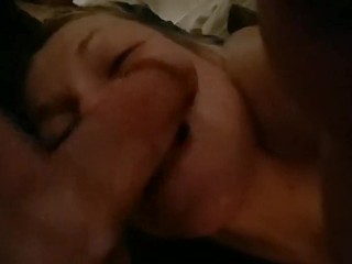 "that's so Sexy"- she Licks and Sucks my Cock while I Stroke it against her Lips and Fuck her Face