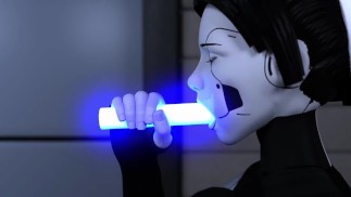 Projekt Passion | Грудастая брюнетка с искусственным интеллектом секс-робот сосет большой член и большой фаллоимитатор