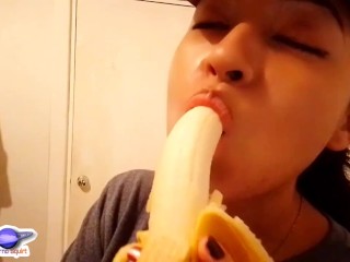 Saturn Squirt Trucker Talks to you very Dirty and Vulgar while she Sucks you and Eats the Banana 👅
