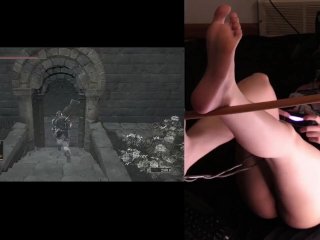 Femboy plays modded dark souls 3 and shows feet and ass