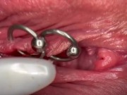 Preview 2 of Really Close Up Macro my Pierced Clit and Pussy until get Very Wet