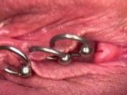 Preview 4 of Really Close Up Macro my Pierced Clit and Pussy until get Very Wet