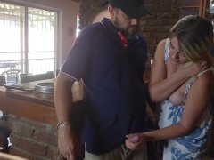 Waitres caught jerking of the barman at holiday resort