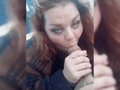 Horny BBW Redhead deep throats BWC and gets pussy full of cum