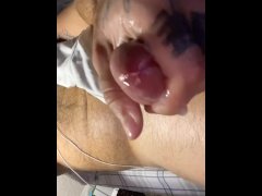 Jerking my fatass uncut cock & huge messy SLOW MOTION cumshot wait end !