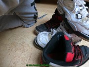 Preview 3 of 8 Cumshots on friends worn trashed DC Spartan shoes (slow)