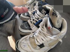 13 Cumshots on trashed Nike Jordan 4