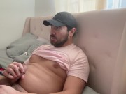 Preview 3 of Hot Dude with baseball cap jacks off and cums on his stomach Www.onlyfans,com/roddddddd