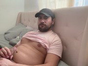 Preview 4 of Hot Dude with baseball cap jacks off and cums on his stomach Www.onlyfans,com/roddddddd