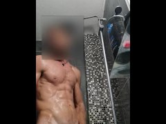 Greek masturbates in the shower