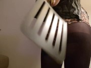 Preview 6 of Sissy Slut Twerking and Spanking in Leopard Print Hotpants and Tights