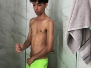Preview 2 of THE INCREDIBLE AND GIFTED VENEZUELAN BOY COMES BACK TO SHOW US HIS HUGE COCK IN THE BATHROOM