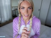 Preview 3 of Step Bro Gets Gives Facial to Hot Blonde Big Tits Step Sister DEEP THROAT JOI