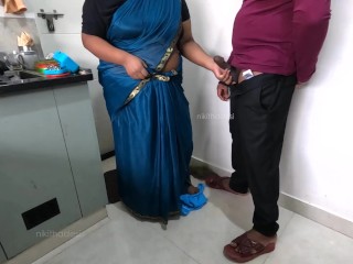 Tamil Maid Jerking Owner Dick in Kitchen