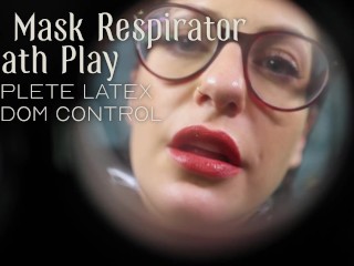 ガスマスク呼吸プレイ-完全なラテックスフェムドムコントロール