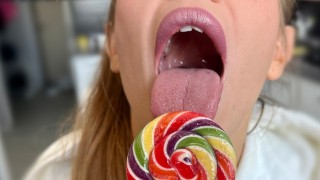ASMR | Play with lollipop and chewing gum | mouth sounds and magic tongue swirl