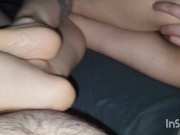 Preview 4 of Closeup Footjob/toejob POV flashing ass and pussy