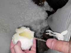 Outdoor Pissing Though a Snowball