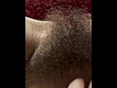 Horny MILF finally has time to finger herself to orgasm. Perfect hairy pussy