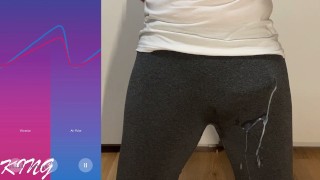 Cum in tight pants, hands free remote anal vibrator prostate orgasm